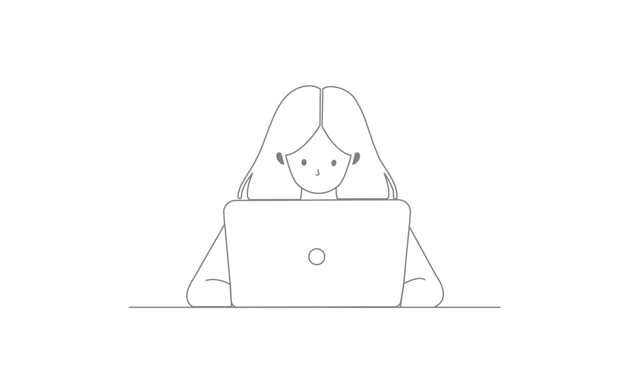Line illustration of Prachi working on a laptop